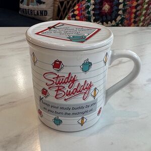 Vintage 1985 Study Buddy Mug lid- great college student gift! Hallmark mug mates